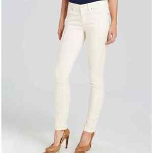 Eileen Fisher Ivory White‎ Skinny Jeans Organic Cotton Stretch Denim Womens 2